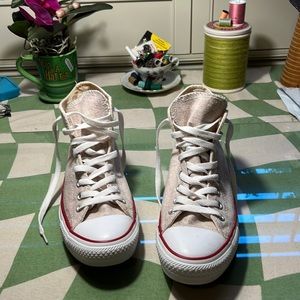*CONVERSE* Gently used high tops Converse. Beige/light tan (women’s 9)